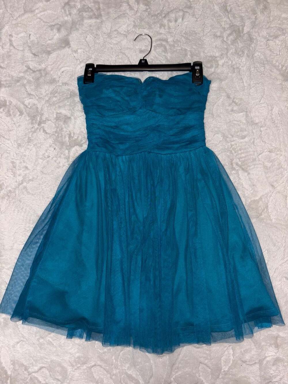 Vintage dELiA*s Teal Strapless Tulle Mini Dress